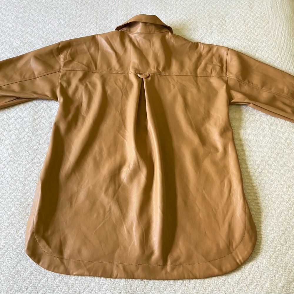 Anthropologie Maeve Faux Leather Oversized Shirt Jacket - Picture 11 of 15
